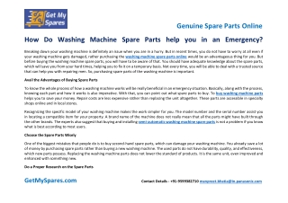 How Do Washing Machine Spare Parts Help You In An Emergency?