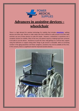 Advances in assistive devices – wheelchair