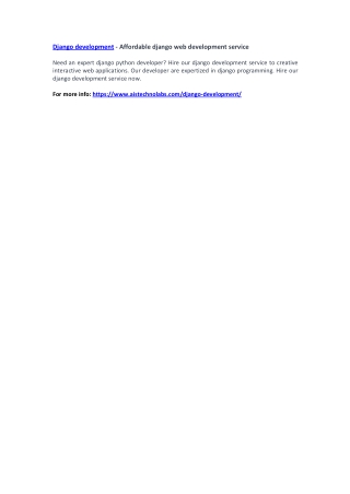 Django development - Affordable django web development service