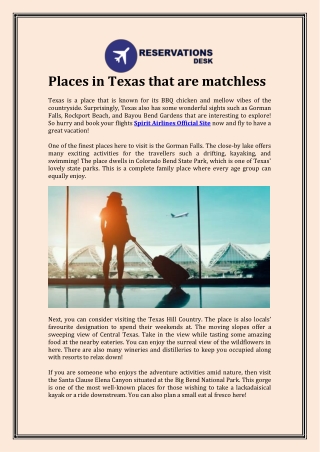 Places in Texas that are matchless