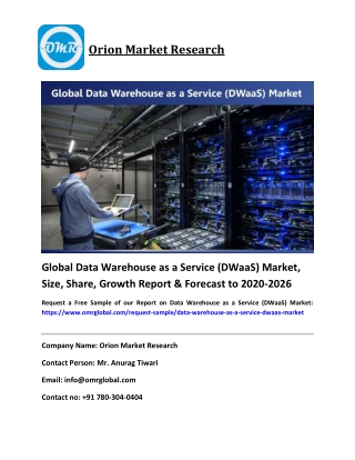 Global Data Warehouse as a Service (DWaaS) Market Size, Share & Forecast To 2020-2026