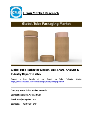 Global Tube Packaging Market Size, Growth & Industry Report to 2026