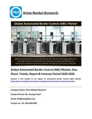 Global Automated Border Control (ABC) Market Size, Share, Growth and Report to 2020-2026