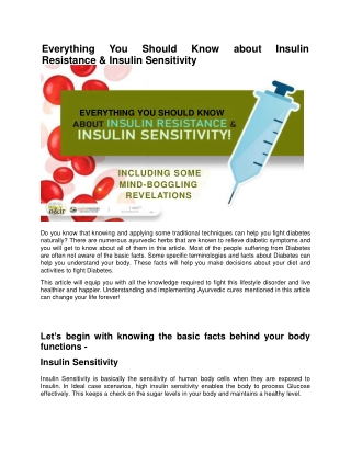 Everything You Should Know about Insulin Resistance & Insulin Sensitivity
