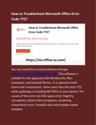 How to Troubleshoot Microsoft Office Error Code 772?