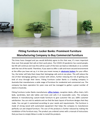 Fitting Furniture Locker Banks: Prominent Furniture Manufacturing Company to Buy Commercial Furniture