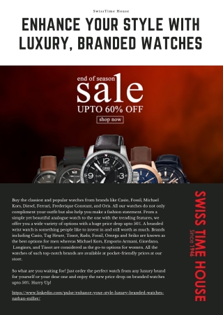 Enhance Your Style with Luxury, Branded Watches