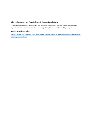 Why Do Companies Have To Make Strategic Planning Consultations?