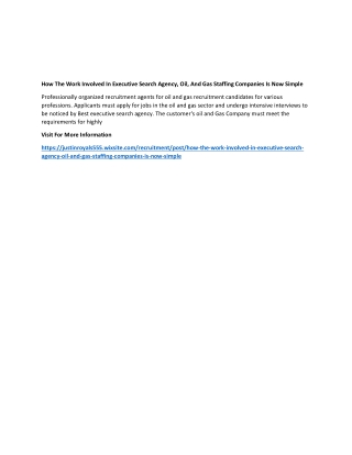 How The Work Involved In Executive Search Agency, Oil, And Gas Staffing Companies Is Now Simple