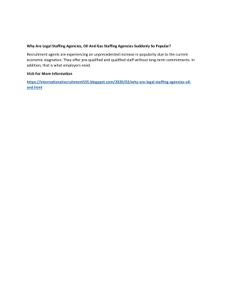 Why Are Legal Staffing Agencies, Oil And Gas Staffing Agencies Suddenly So Popular?