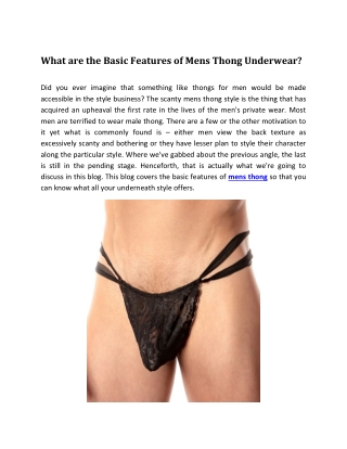 What are the Basic Features of Mens Thong Underwear?