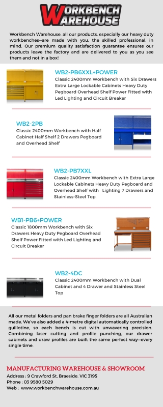Browse Our High-Quality Workbenches and Garage Workbench Range