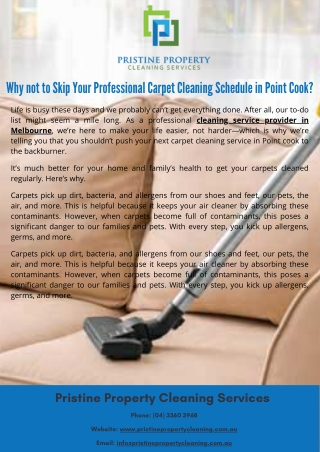 Why not to Skip Your Professional Carpet Cleaning Schedule in Point Cook?
