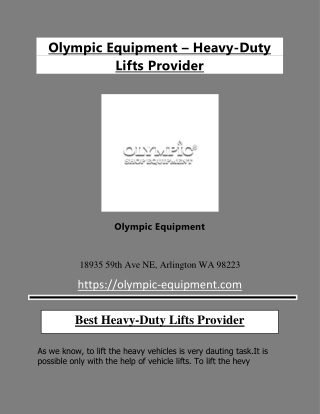 Olympic Equipment – Heavy-Duty Lifts Provider