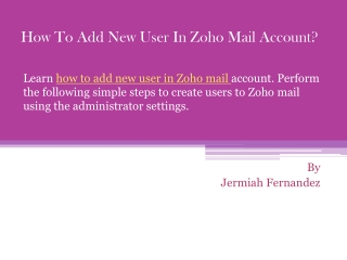 How To Add New User In Zoho Mail Account?