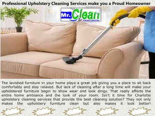 Professional Upholstery Cleaning Services make you a Proud Homeowner