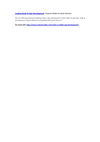 Leading Node JS App Development - Express Node JS Latest Version