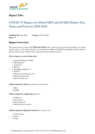 MES and ECQM Market Size, Status and Forecast 2020-2026