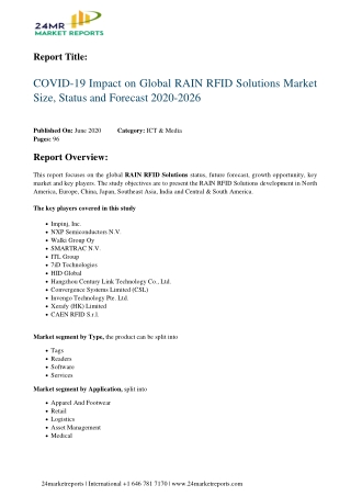 RAIN RFID Solutions Market Size, Status and Forecast 2020-2026