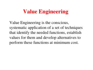 Value Engineering