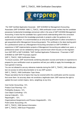 SAP C_TS4CO_1909 Exam