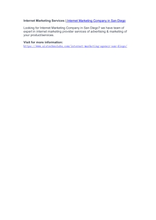 Internet Marketing Services | Internet Marketing Company in San Diego