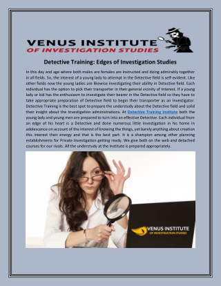 Detective Training: Edges of Investigation Studies