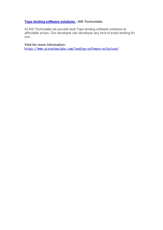 Tops lending software solutions - AIS Technolabs
