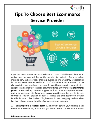 Tips To Choose Best Ecommerce Service Provider