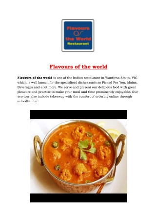 Flavours of the world takeaway Wantirna South, VIC - 5% Off