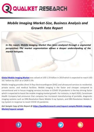 Mobile Imaging Market – Assessment, Opportunities, Insight, Trends, Key Players – Analysis Report to 2027