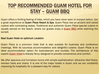 Top Recommended Guam Hotel for stay – Guam BBQ