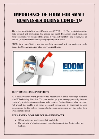 IMPORTANCE OF EDDM FOR SMALL BUSINESSES DURING COVID- 19