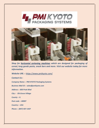 Horizontal Cartoning Machine -|-( PMI KYOTO )