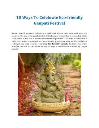 10 Ways To Celebrate Eco-friendly Ganpati Festival