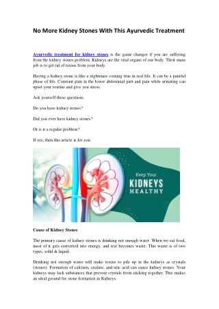 No More Kidney Stones With This Ayurvedic Treatment