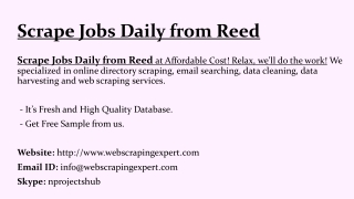 Scrape Jobs Daily from Reed