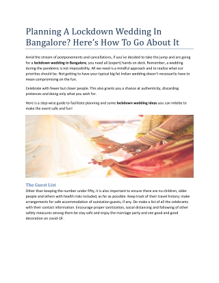 Planning A Lockdown Wedding In Bangalore? Here’s How To Go About It