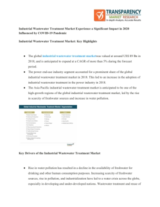 Industrial Wastewater Treatment Market Experience a Significant Impact in 2020 Influenced by COVID-19 Pandemic