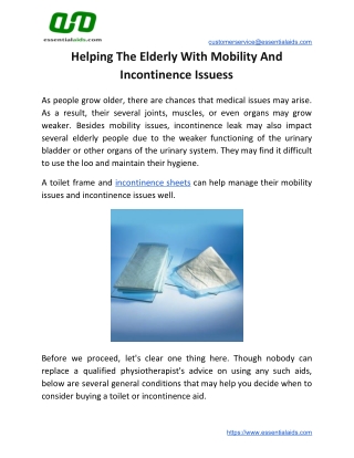 Helping The Elderly With Mobility And Incontinence Issuess