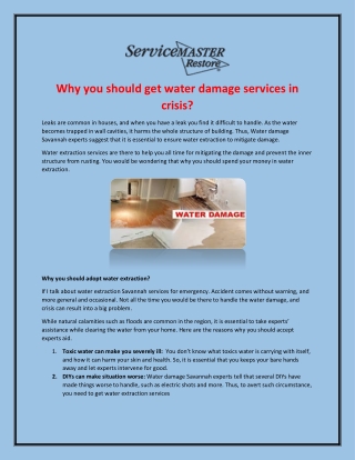 Why you should get water damage services in crisis?