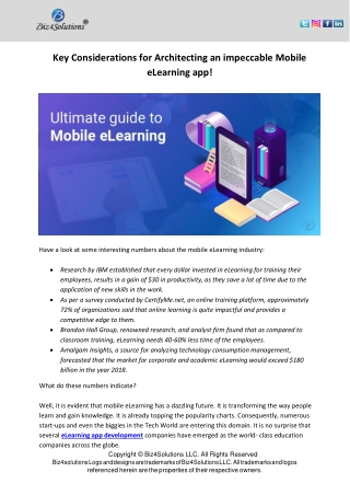 Key Considerations for Architecting an impeccable Mobile eLearning app!