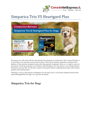 Simparica Trio VS Heartgard Plus For Dogs - CanadaVetExpress