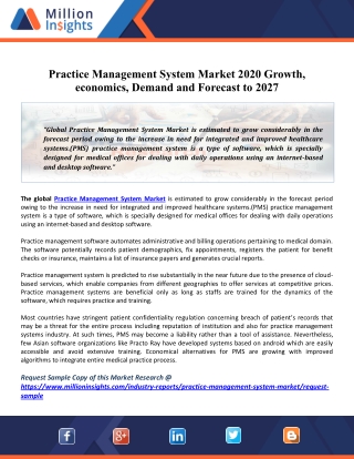 Practice Management System Market Size Estimation, Industry Share, Business Analysis, Growth Opportunities By 2027