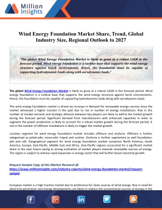 Wind Energy Foundation Market 2020 Global Size, Growth Insight, Share, Trends Regional Forecast to 2027