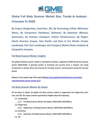 Full Body Scanner Market Size, Share, Trends & Analysis - Forecasts 2026
