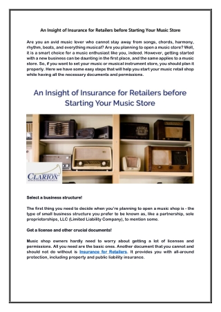 An Insight of Insurance for Retailers before Starting Your Music Store