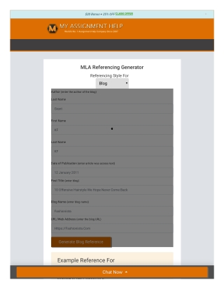 MLA Referencing Generator Tool Guide By My Assignment Help