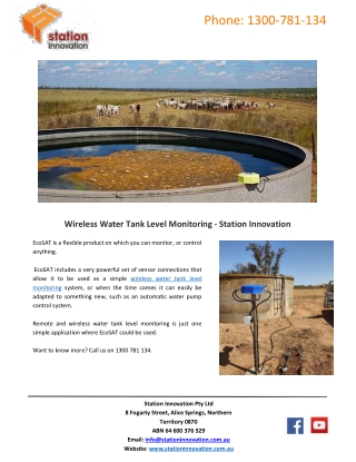 Wireless Water Tank Level Monitoring - Station Innovation
