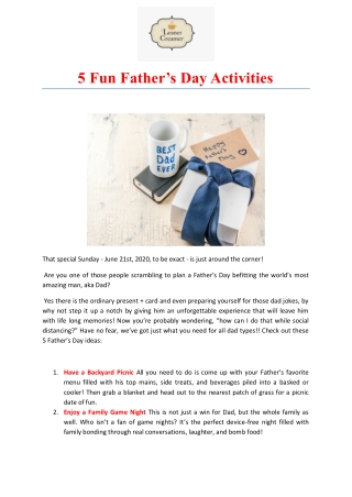 5 Fun Father’s Day Activities